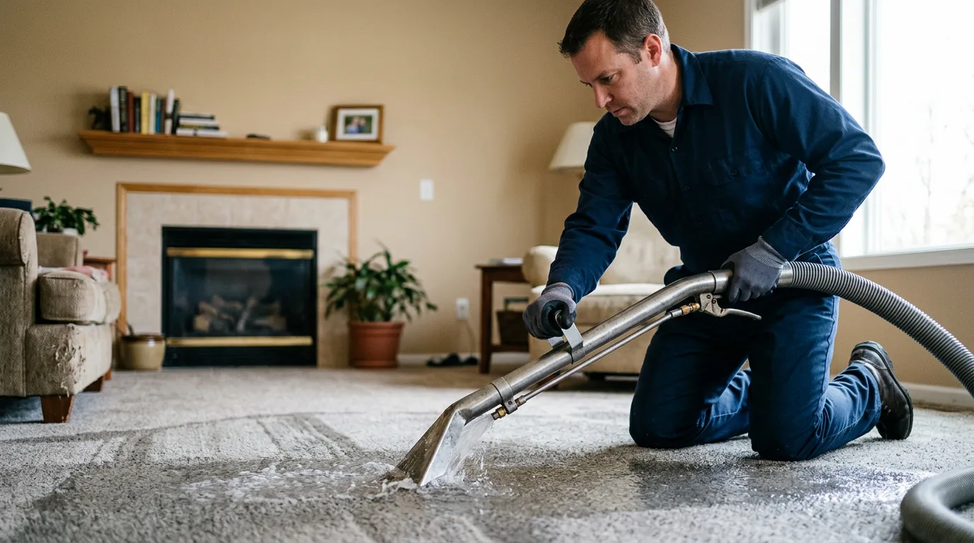 Water damage restoration technician working near Mexico, PA